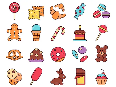 Sweets Vector Freebie Icon Set free freebie icons illustration sweets typography vector