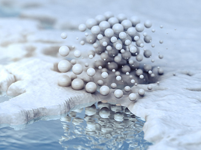 Microscopic sphere's life c4d illustration rendering still life