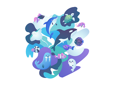 Ocean creatures pt.1 design illustration ocean sea sea creatures under water vector