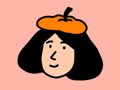 Inktober Day 20 autumn beret character fall fashion fashion trends girl humour illustration minimal pumpkin sketch