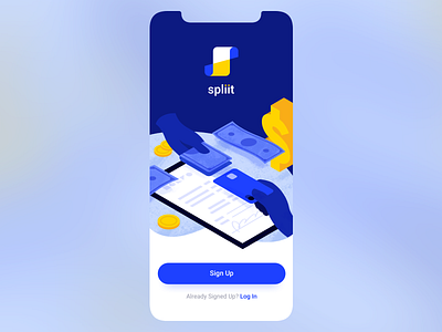 Spliit Sign Up Screen app brand branding finance fintech illustration ios mobile onboarding onboarding ui payment sign up ui