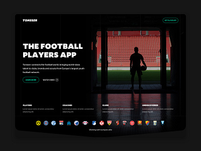 Tonsser Website footbball hero startup website