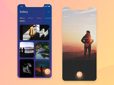 gallery concept albums camera gallery gradient iphone x mobile app photo app sketch app social app ui ux