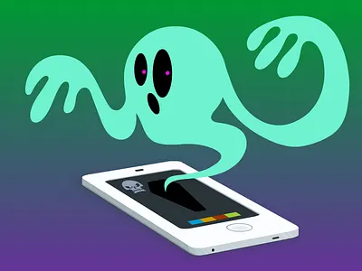 Phone Ghost coffin creepy dead ghost ghoul illustration phone skull vector
