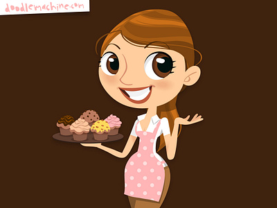 CUPCAKES! art baker baking cake cartoon character commission cook cooking cupcake cute design dessert drawing freelance girl illustration illustrator sweet vector