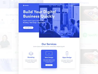 Agency Web Design agency agency website blue concept creative agency digital agency homepage ui design web agency web design web design agency