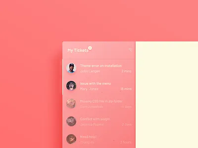 User tickets list contact list material material design users