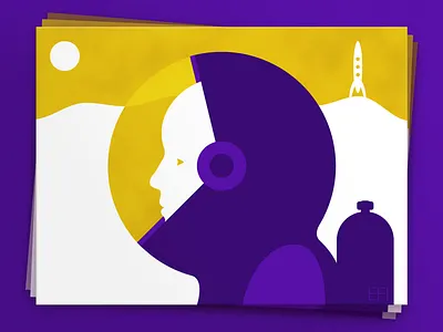 💫 Space Diver craft diver eyes face fi hover moon orange postcard purple sci sci fi space spaceship white yellow