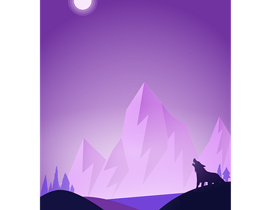 Wolf Night design flat icon illustration vector