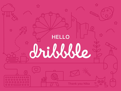 Hello Dribbble illustration shot