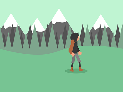 041 / 365 Josh hiking again flat flat 2d geometric hiking illustration josh mountains trees walking