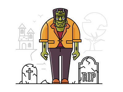 Frankenstein adobeillustrator art artwork colored design dribbble frankenstein grid halloween illustration outline vector