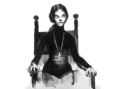 Legend of Hell House black and white horror illustration ink inktober 2018 pamela franklin