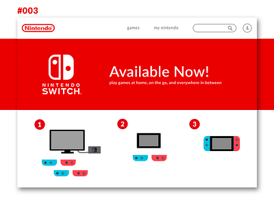 Daily UI #003 Nintendo Landing Page daily 100 dailyui dailyui 003 dailyui003 landing page nintendo nintendo switch switch uxd webpage