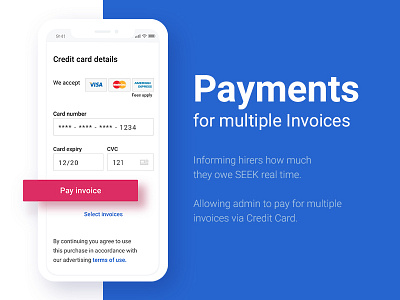 Payments for multiple invoices design seek ui