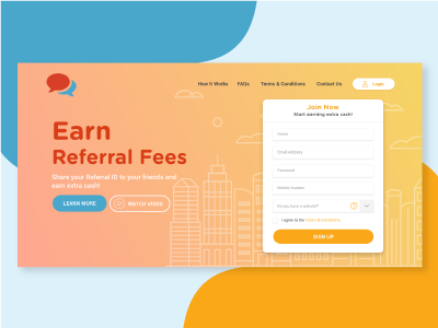 Affiliate Program Homepage design gradient background homepage join us sign up form ui ui ux design ui design