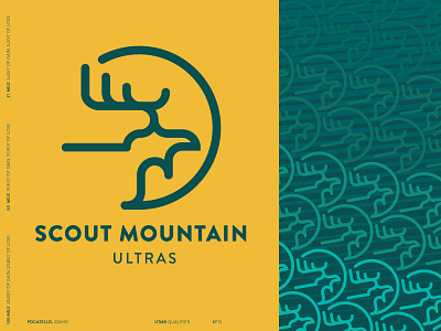 Scout Mountain Ultras adobe illustrator design identity logo moose mountain outdoors runing scout teal yellow