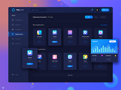 TNQ Dashboard Application Page app application chart darkdashboard dashboard list ui ux uxd