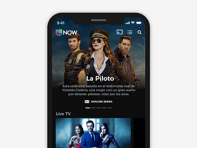 Univision Hero Section dark hero ios mobile mobile app streaming ui ux vod