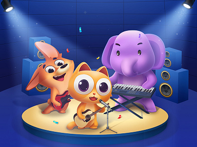 Mascot animal blue cat dog elephant photoshop purple yellow