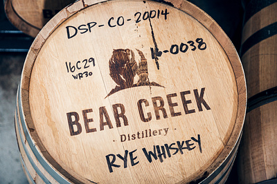 Bear Creek Distillery bear creek distillery bear logo brand identity branding distillery distillery brand hannah purmort illustration logo logo design minimal minimal logo package design small batch typography whiskey whiskey branding