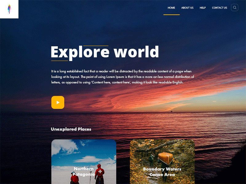 Explore world destination explore flight landing page search tour travel web website world