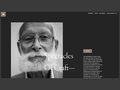 Eyeglasses Website adobe xd black black and white clean dark ecommerce eyeglass fashion interface minimal photography spectacles typography ui ux web web design website xd