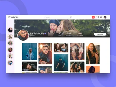 Instagram Web App Concept adobexd challenge concept gif instagram profile social ui user interface ux web
