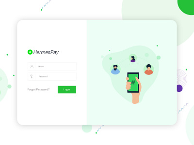 Login screen for payment app android app clean design green illustration login login form login page nodejs react trending ui ux vector web webapp white