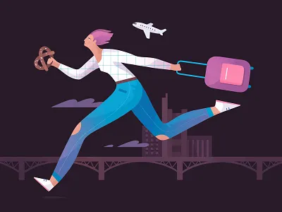 Frankfurt airport airport architecture character city flight germany holidays illustration procreate