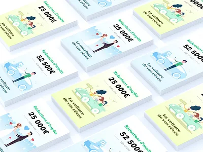 Cards car illustration wedding