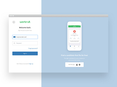 Workruit Platform: Login Page interaction login platform ui ux website