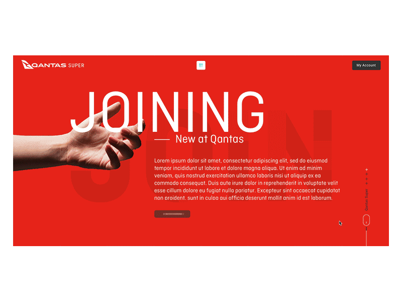 QANTAS Super - Scrolling paralax scroll bar ux