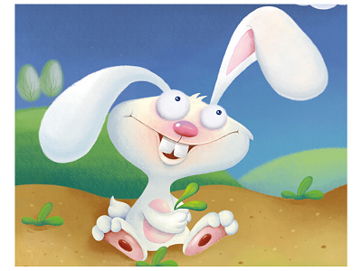 Rabbit 2dcartoon animation branding childrensbookillustration design fun time graphic design illustration illustration art logo whimsical animal illustration