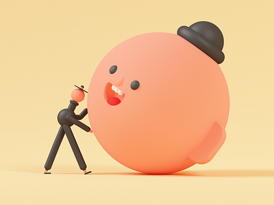 Pushing Head 3d characterdesign cinema4d illustration