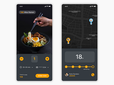 Dark UI - Delivery app concept app dark dark app dark ui delivery food ios ramen tokyo ui ux