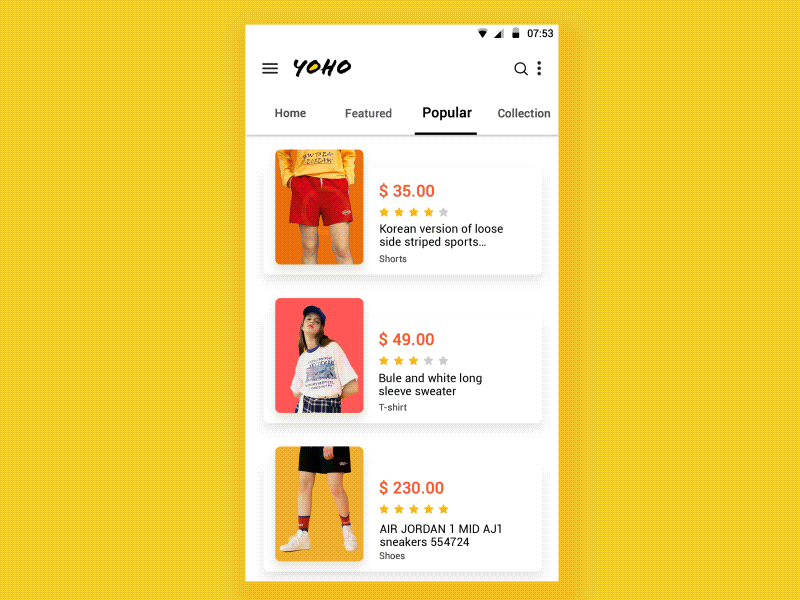 Design of E-commerce APP ui