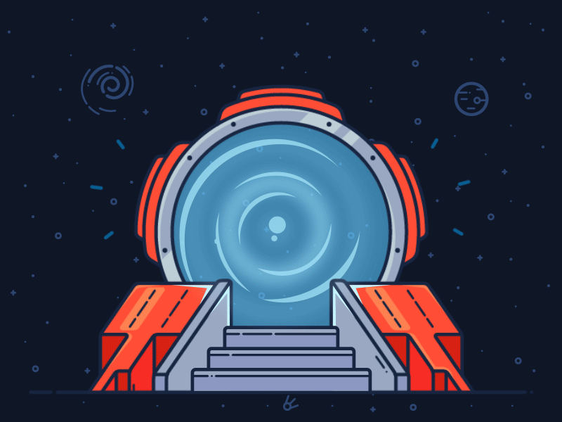 Portal after effects animation building design icon illustration illustrator login loop outlane outline page planet portal space stars vector web