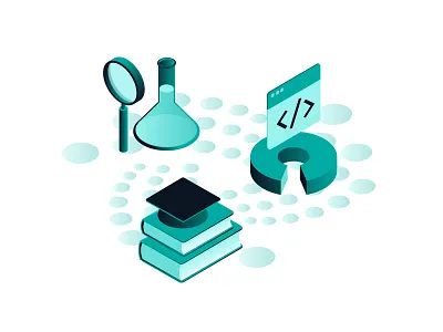IOTA code flat design foundation illustration iota isometric lab research