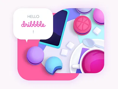 Something sweet coffee design illustration macaron morning pastels sweetness vector