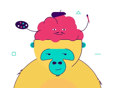 Our Process : Illustration artist beret brain gorilla hustle illustration line art minimal palette