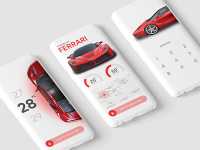 Smart Car UI 2d car dailyui design ferrari interaction design light minimalistic mobile ui ui design