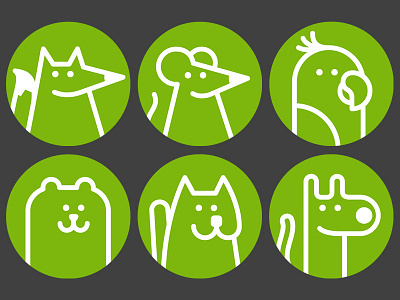 Avatar placeholders animal avatar bear cat circle dog fox illustration line mouse parrot