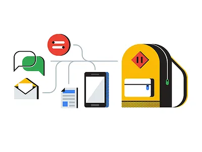 Cloud Style Exploration backpack email illustration messages mobile
