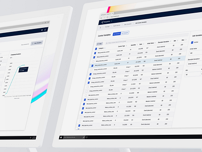 Resoptima Variables Editor app button chart design graph header line purple sidebar table toolbar ui web