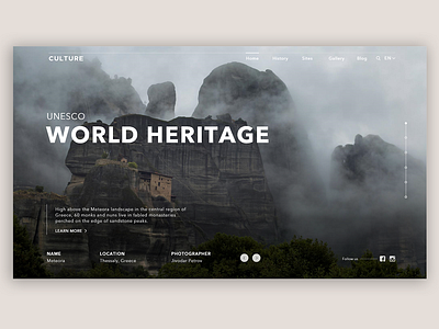 Unesco World Heritage site adobe xd attraction fog gallery greece meteora monastery nature rock site tourism travel travelling trip ui ui ux unesco web web design website