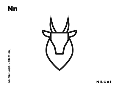 N for Nilgai animal brand identity line art logo logomark minimal