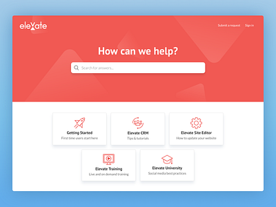 Elevate Help Center clean gradient help center icon design knowledge base modern real estate sketch app ui ui ux ui designer