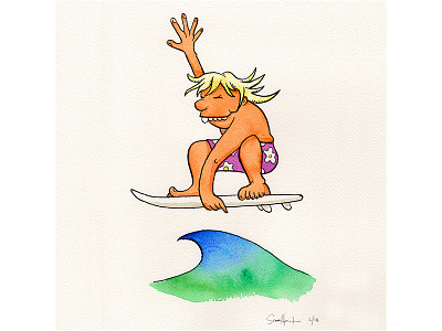 S Henderson Menehuna illustration pen and ink watercolor