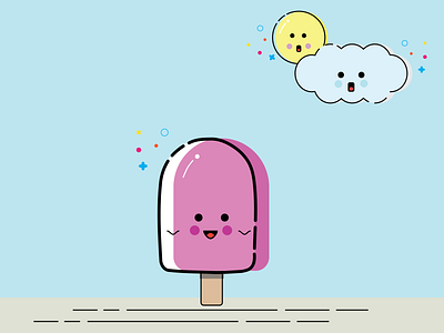 Tempting Ice Cream! cloud design ice cream illustration mbe style sun vector